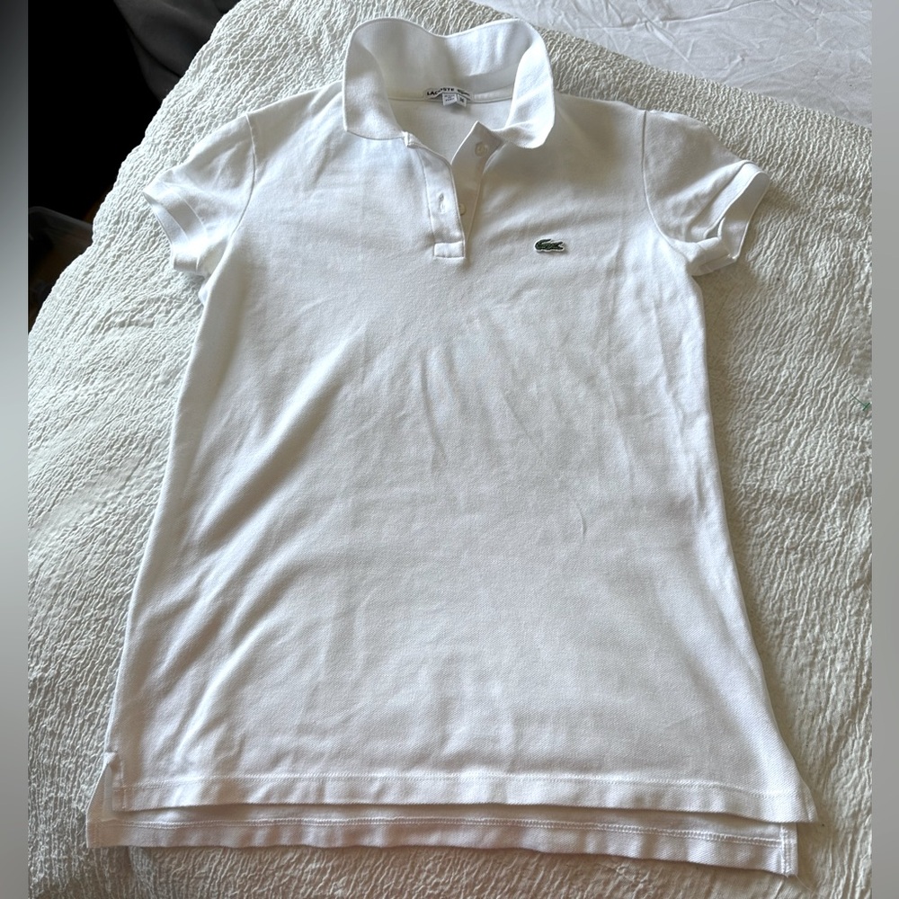 Lacoste Womens Alligator Fitted Polo Rugby Shirt Preppy Golf EU 36 Sz S NWOT